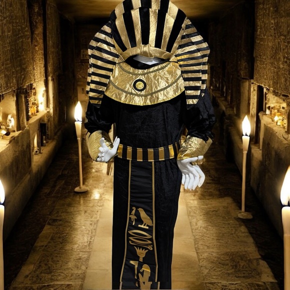 Egyptian Pharaoh Costume in Black and Gold ONE Size - Picture 5 of 5